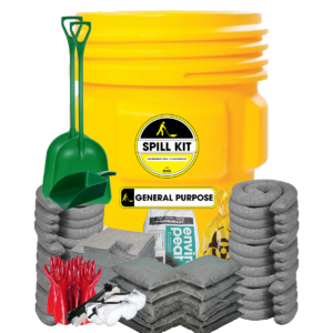 95 Gallon General Purpose Spill Kit: A comprehensive spill response kit contained in a 95-gallon container. The spill kit is designed to handle various types of spills, including liquids, oils, and hazardous substances. It includes absorbent pads, socks, booms, and disposal bags to contain and clean up spills effectively. The kit is suitable for general-purpose use in industrial, commercial, or laboratory settings to mitigate environmental impacts and maintain workplace safety.
