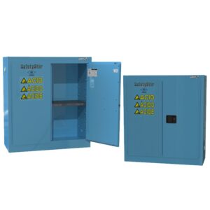 30-gallon acid/corrosive storage container with safety features