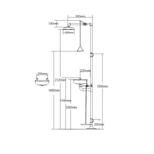 Emergency Shower & Eyewash Station SS-S250