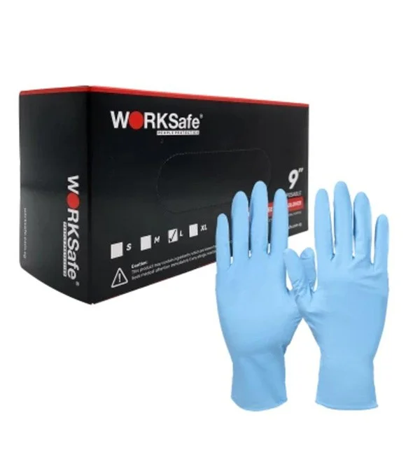 WORKSafe 9-INCH DISPOSABLE NITRILE GLOVES (POWDER FREE)
