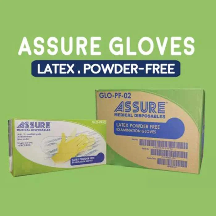 Latex.jpg ASSURE LATEX EXAM GLOVES POWDER-FREE